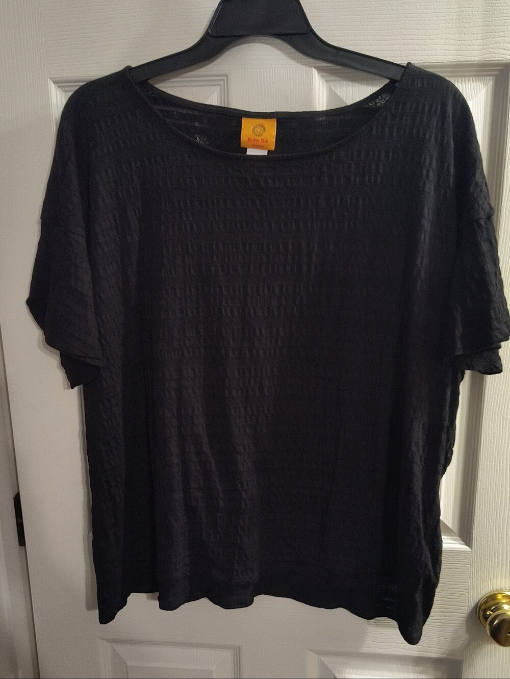 Ruby Rd. Black Textured Short-Sleeve Top